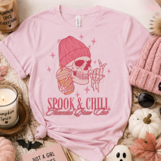 Spook & Chill Haunted Brew Club Pink Skull Coffee  T-Shirt