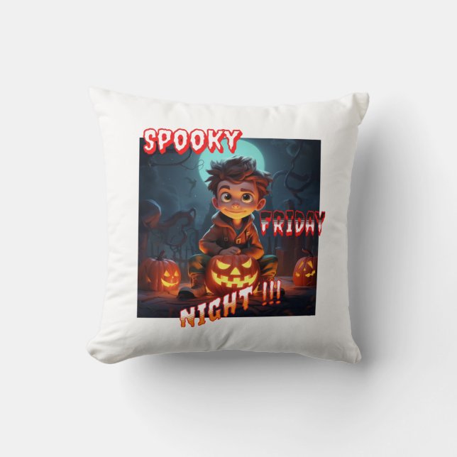Spook Friday Halloween Throw Pillow (Front)