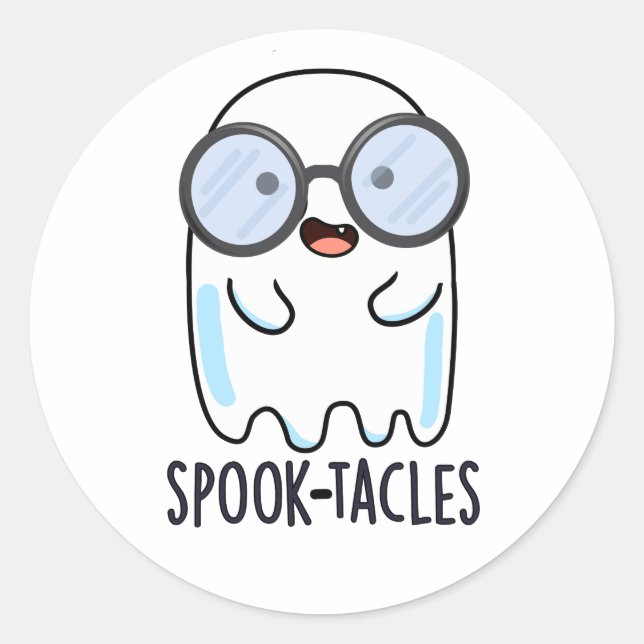 Spook-tacles Funny Ghost Pun  Classic Round Sticker (Front)