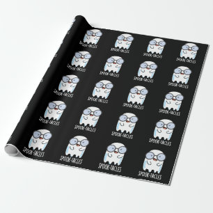 Spook-tacles Funny Ghost Pun Dark BG Wrapping Paper