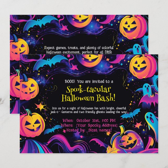 🎃Spook-tacular Halloween Bash! Invitation (Front/Back)
