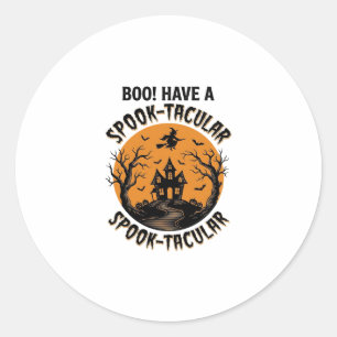 Spook-Tacular Halloween Haunted House Vintage Shir Classic Round Sticker