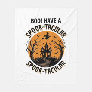 Spook-Tacular Halloween Haunted House Vintage Shir Fleece Blanket