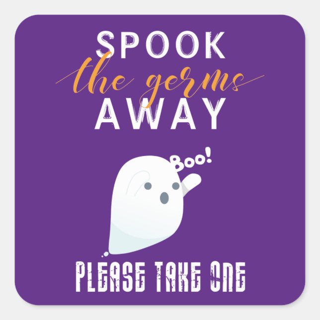 Spook the germs away Halloween purple sticker (Front)