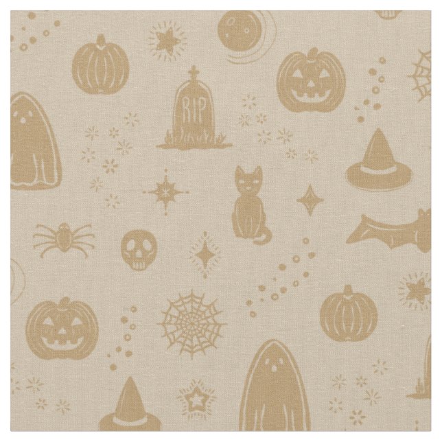 Spookie Things Pattern - Dove + Fawn Fabric (Close Up)