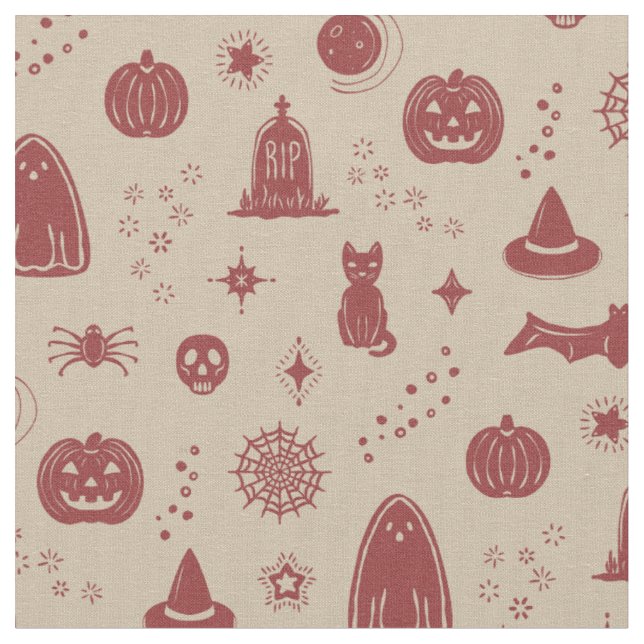Spookie Things Pattern - Dove + Ruby Fabric (Close Up)