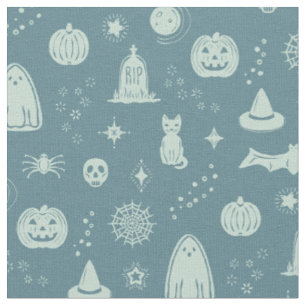 Spookie Things Pattern - Peacock + Mint Fabric