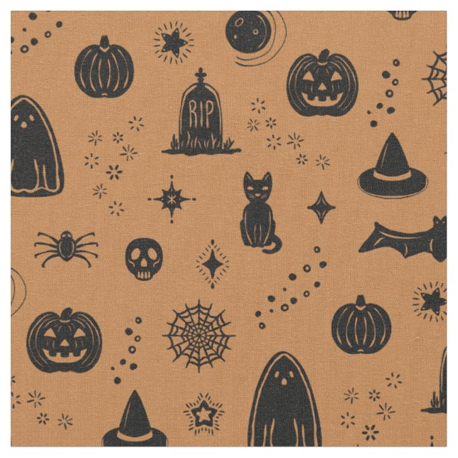 Spookie Things Pattern - Rust + Coal Fabric (Close Up)
