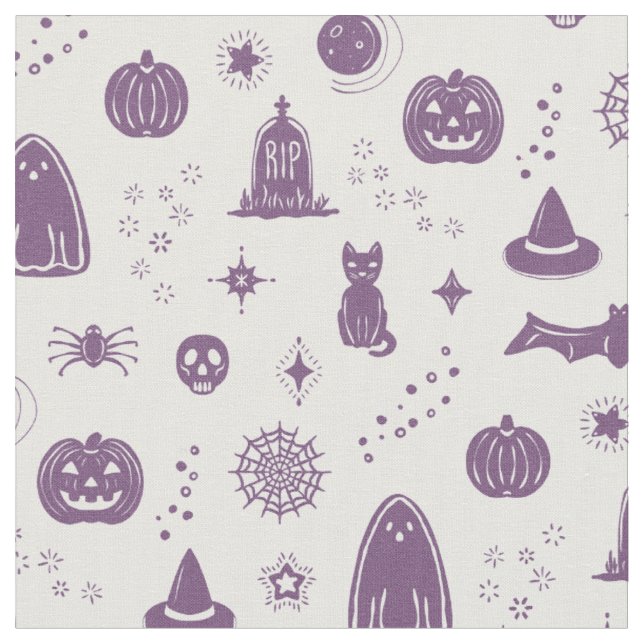 Spookie Things Pattern - Snow + Plum Fabric (Close Up)