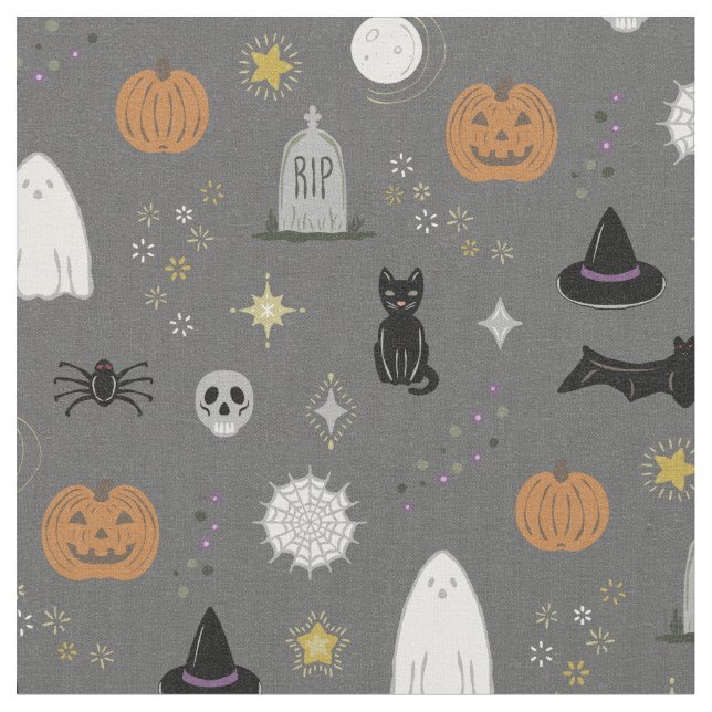 Spookie Things - Slate, Rust, Coal, Fog Fabric (Close Up)