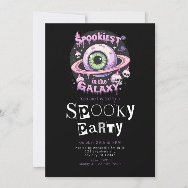 Spookiest Galaxy Modern Minimalist Halloween Invitation (Front)