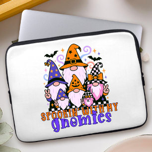 Spookin’ With My Gnomies: Retro Halloween Friends Laptop Sleeve
