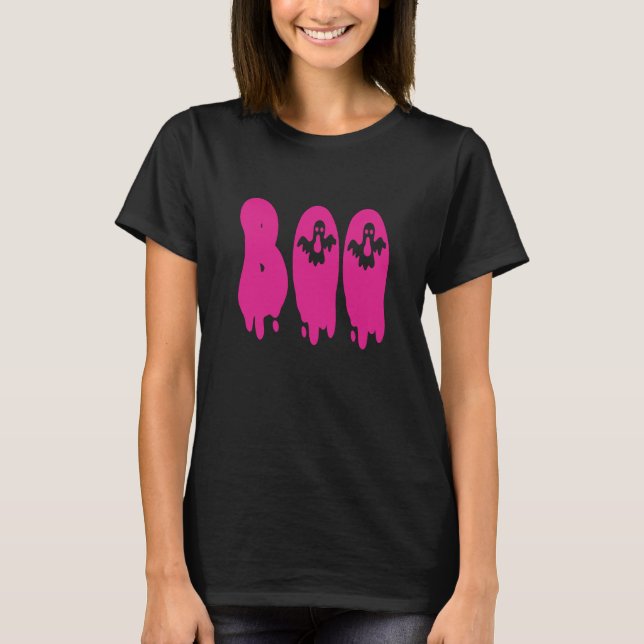 Spookiness Simplified: The Classic pink 'BOO'  T-Shirt (Front)