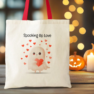 Spooking Up Love Cute Ghost Halloween Tote Bag