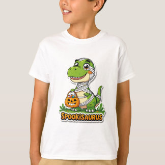 Spookisaurus Cute Halloween Mummy Dinosaur Kids T-Shirt
