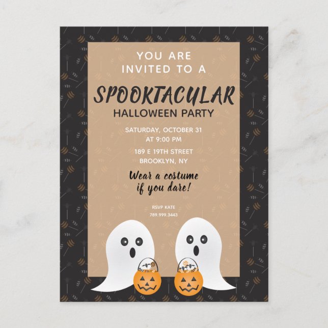 Spookltacular Halloween Party Ghost Trick Or Treat Invitation Postcard (Front)