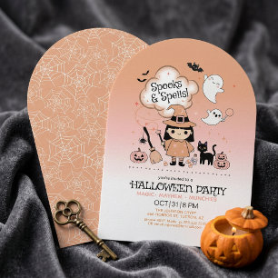 Spooks & Spells Halloween Party Arch Orange ID1325 Invitation