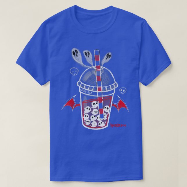Spookscene Ghos-Tea Spooky Boba Emo Goth Alt Red  T-Shirt (Design Front)