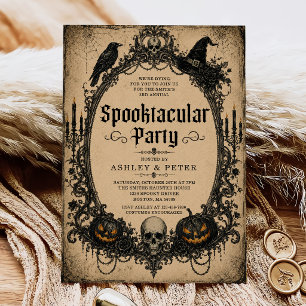 Spooktacular Adult Halloween Party Vintage Skull Invitation