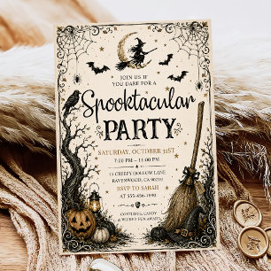 Spooktacular Adult Halloween Party Vintage Skull Invitation