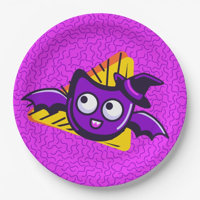 Spooktacular Bats Halloween Plates - Purple (Front)