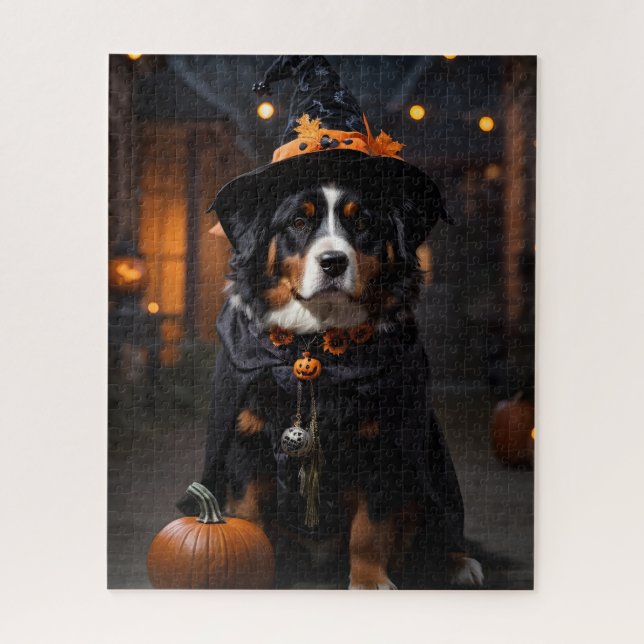 Spooktacular Bernese Dog: A Halloween Howl-o-Ween Jigsaw Puzzle (Vertical)