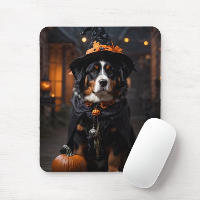 Spooktacular Bernese Dog: A Halloween Howl-o-Ween Mouse Mat (With Mouse)
