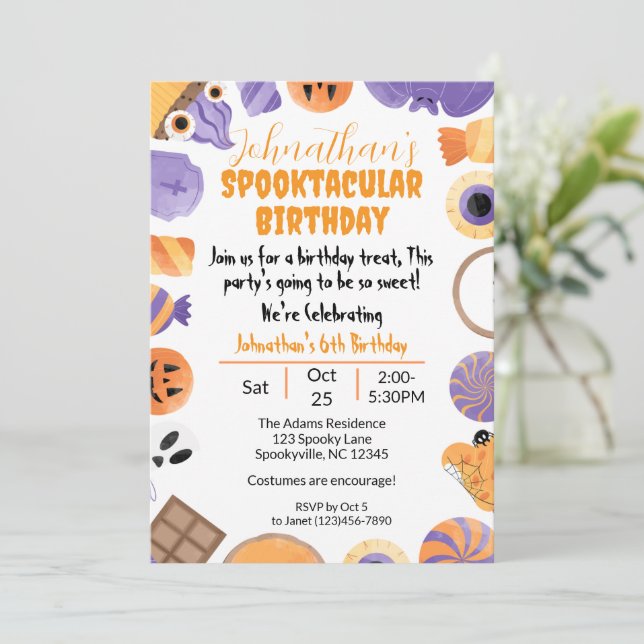 "Spooktacular Birthday" Halloween Birthday Party  Invitation (Standing Front)