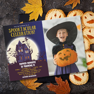 Spooktacular Birthday KIds Halloween with Photo Invitation