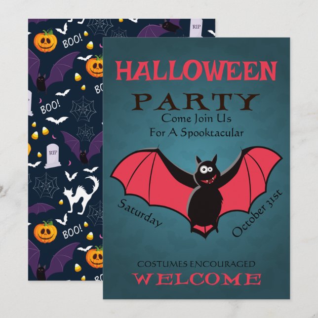 SPOOKTACULAR Costume Kids Halloween Birthday Party Invitation (Front/Back)