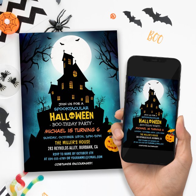 SPOOKTACULAR Costume Kids Halloween Birthday Party Invitation (Perfect choice for hosting a kids' costume party to celebrate a Halloween birthday.)