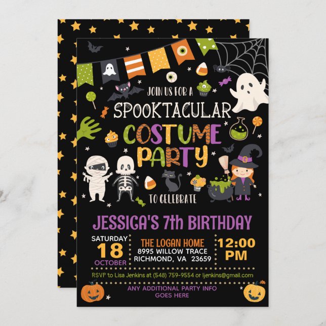 Spooktacular Costume Party Halloween Birthday Invitation (Front/Back)