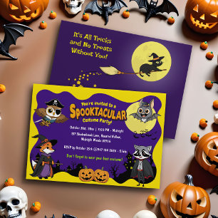 Spooktacular Cute Animals Halloween Costume Party Invitation