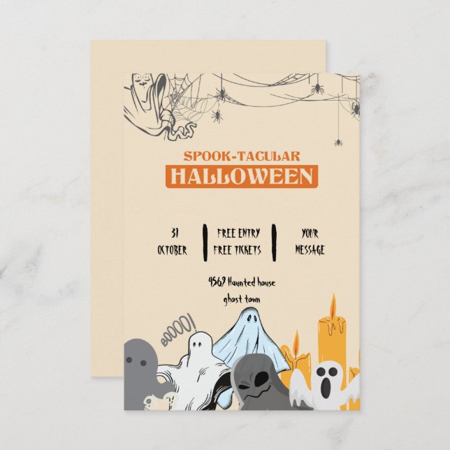 Spooktacular cute ghost Halloween party  Invitation (Front/Back)