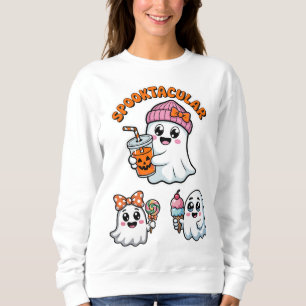 Spooktacular Cute Ghost Halloween Sweatshirt