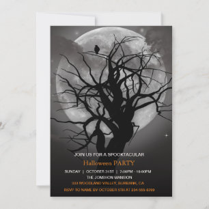 Spooktacular Dark Haunted Forest Halloween Party  Invitation
