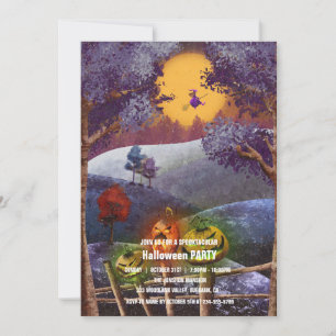 Spooktacular Dark Haunted House Halloween Party  I Invitation