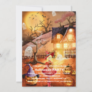 Spooktacular Dark Haunted House Halloween Party  I Invitation