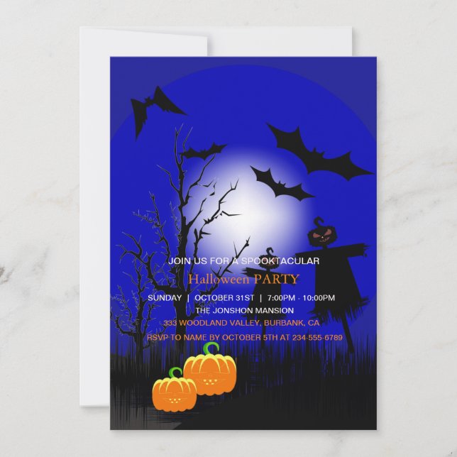 Spooktacular Dark Haunted House Halloween Party  I Invitation (Front)