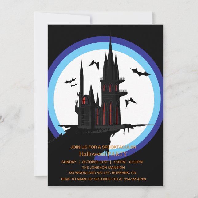 Spooktacular Dark Haunted House Halloween Party  I Invitation (Front)