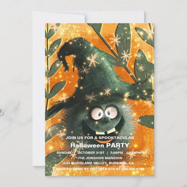 Spooktacular Dark Haunted House Halloween Party  I Invitation (Front)