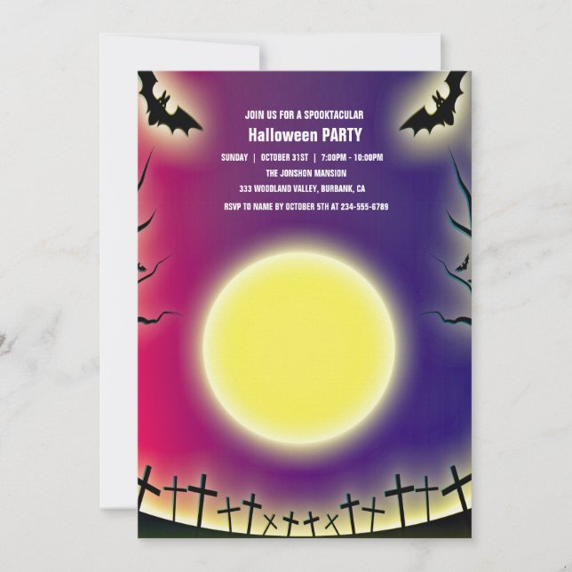 Spooktacular Dark Haunted House Halloween Party  I Invitation (Front)