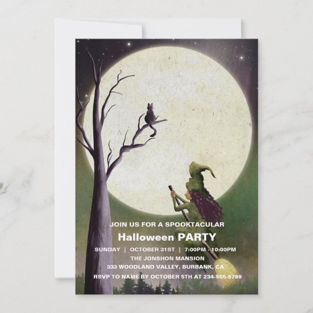 Spooktacular Dark Haunted House Halloween Party  I Invitation (Front)