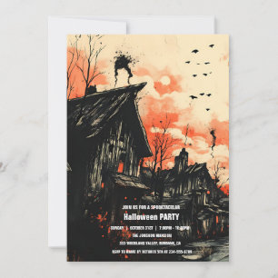 Spooktacular Dark Haunted House Halloween Party  I Invitation