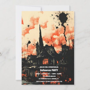 Spooktacular Dark Haunted House Halloween Party  I Invitation