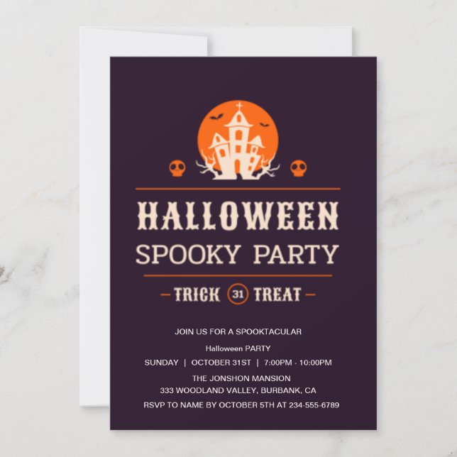 Spooktacular Dark Haunted House Halloween Party  Invitation (Front)