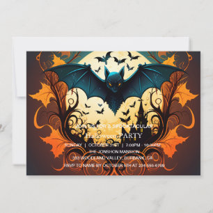 Spooktacular Dark Haunted House Halloween Party Invitation