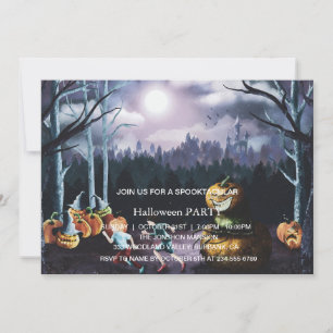 Spooktacular Dark Haunted House Halloween Party Invitation