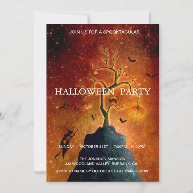 Spooktacular Dark Haunted House Halloween Party Invitation (Front)