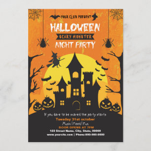 Spooktacular Dark Haunted House Halloween Party Invitation
